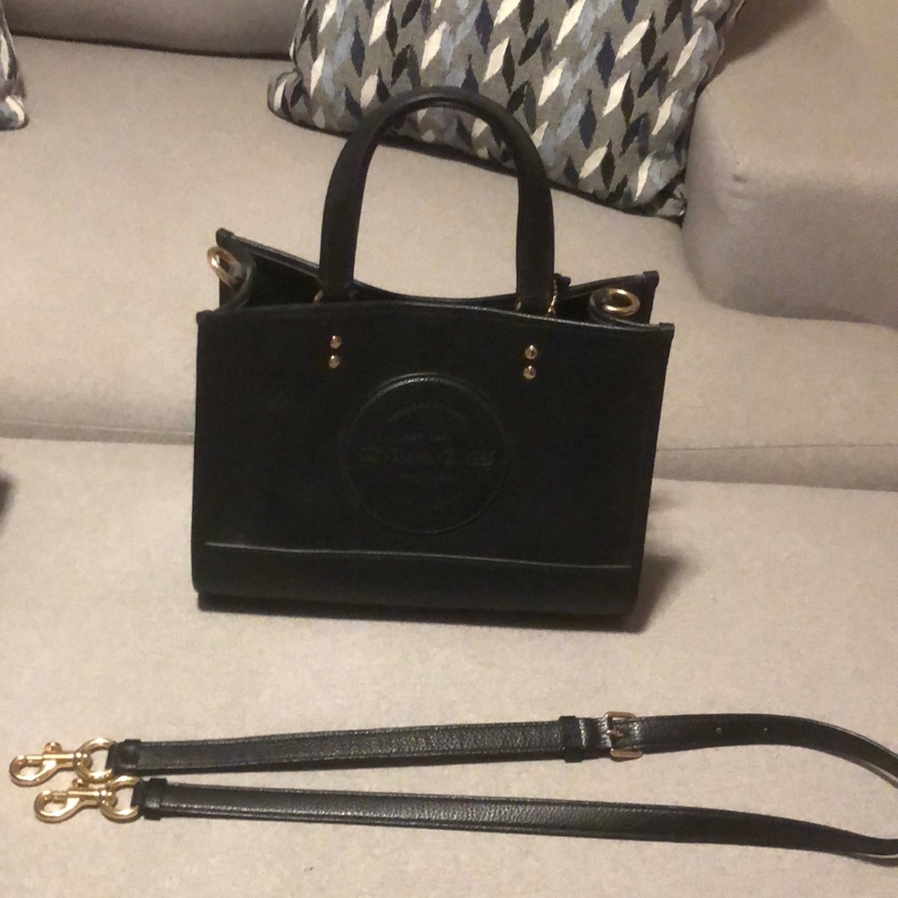 Coach Crossbody Tote Black Pebbled Leather